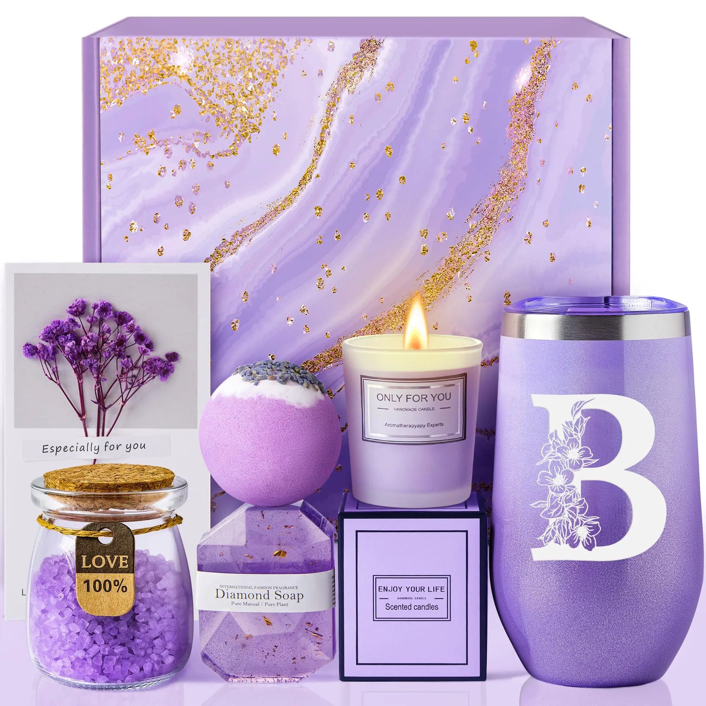 Birthday Gifts for Women Personalized Gifts for Mom Sister Best Friend Wife Girlfriend Unique Spa Relaxing Gift Baskets for Women Who Have Everything Get Well Gifts Self Care Gifts (B)