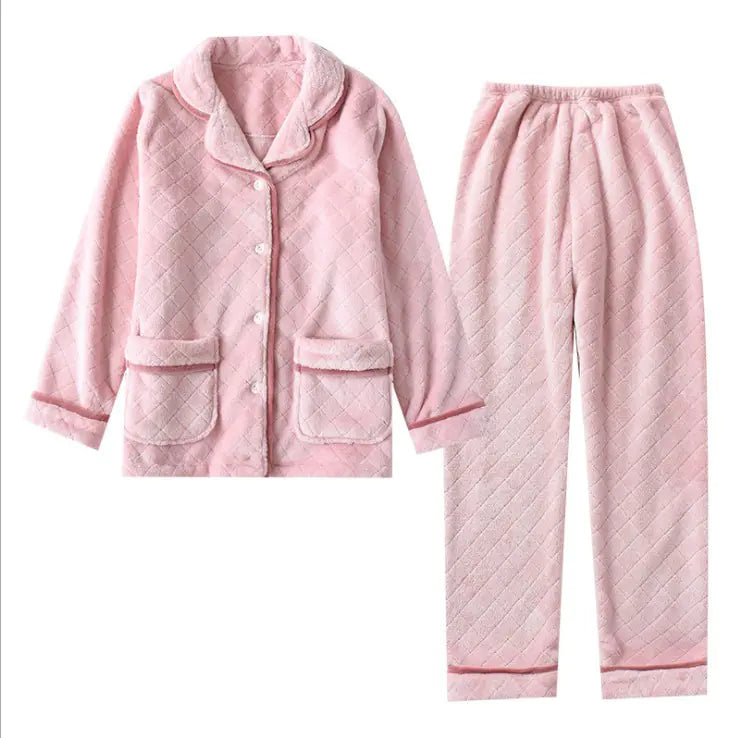 Cozy Thick Diamond Check Flannel Pajamas for Women