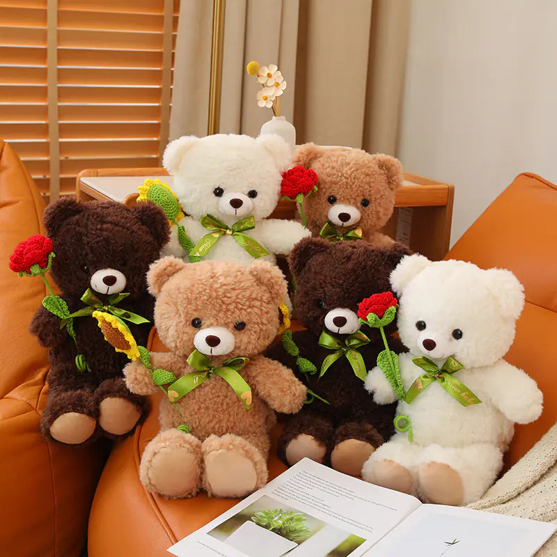 Cute Teddy Bear Plush Toy with Rose - Valentine Gift