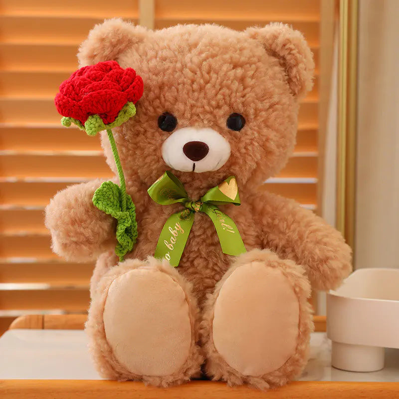 Cute Teddy Bear Plush Toy with Rose - Valentine Gift
