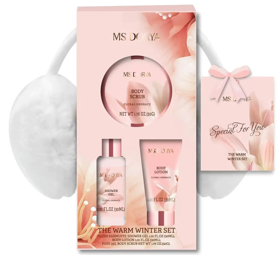 Spa Gift Baskets for Women Valentines Day Gifts for Her Wife - 5 Pcs Relaxing Self Care Gifts Set with Body Lotion & Plush Earmuffs Ideal Birthday Gifts for Women Wife Mom Girlfriend