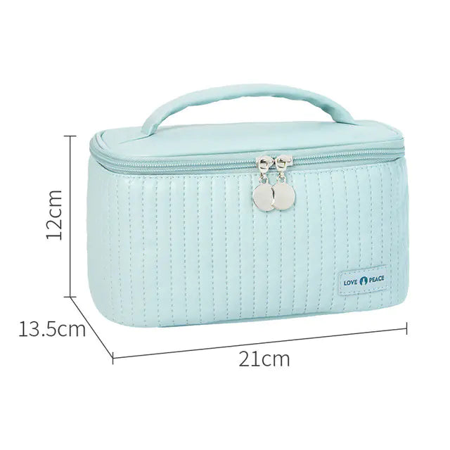 Korean Style Women's Large PU Leather Makeup Bag