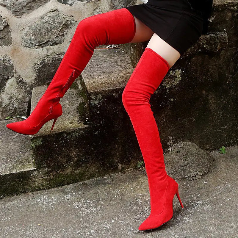 Pointed High Heel Over-the-Knee Boots for Women