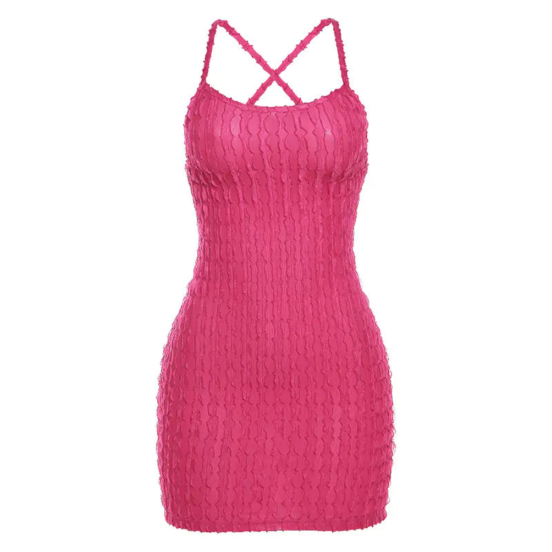 Summer Women's Fashion Solid Color Backless Dress