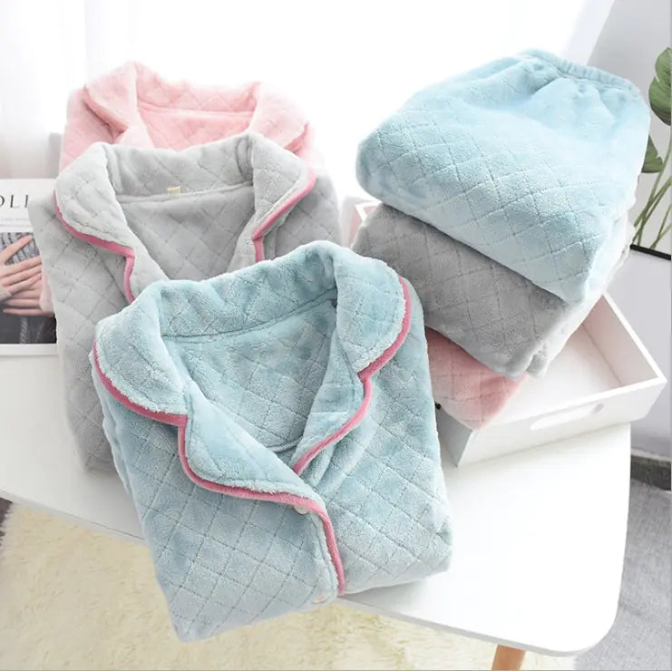 Cozy Thick Diamond Check Flannel Pajamas for Women