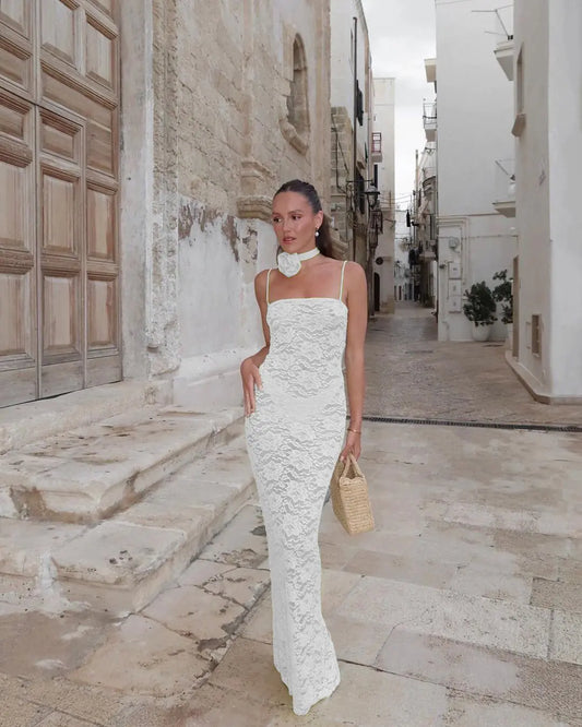 Sling Lace Sheer Slim-Fit Sheath Dress