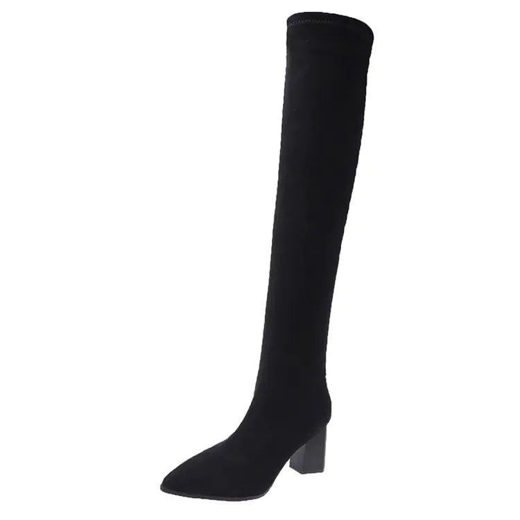 Pointed Toe Over The Knee Women's Leather Boots