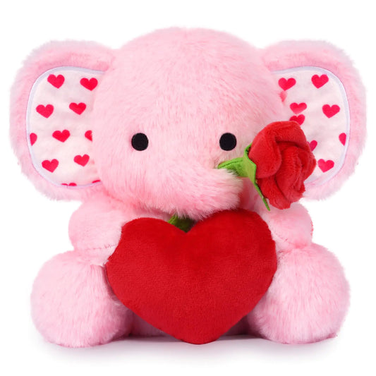JIZWPOOM Valentines Plush - Valentines Elephant Stuffed Animals Cute Pink Elephant Plush for Valentines Day Heart Elephant Toy Valentines Day Gifts for Girlfriend Boyfriend
