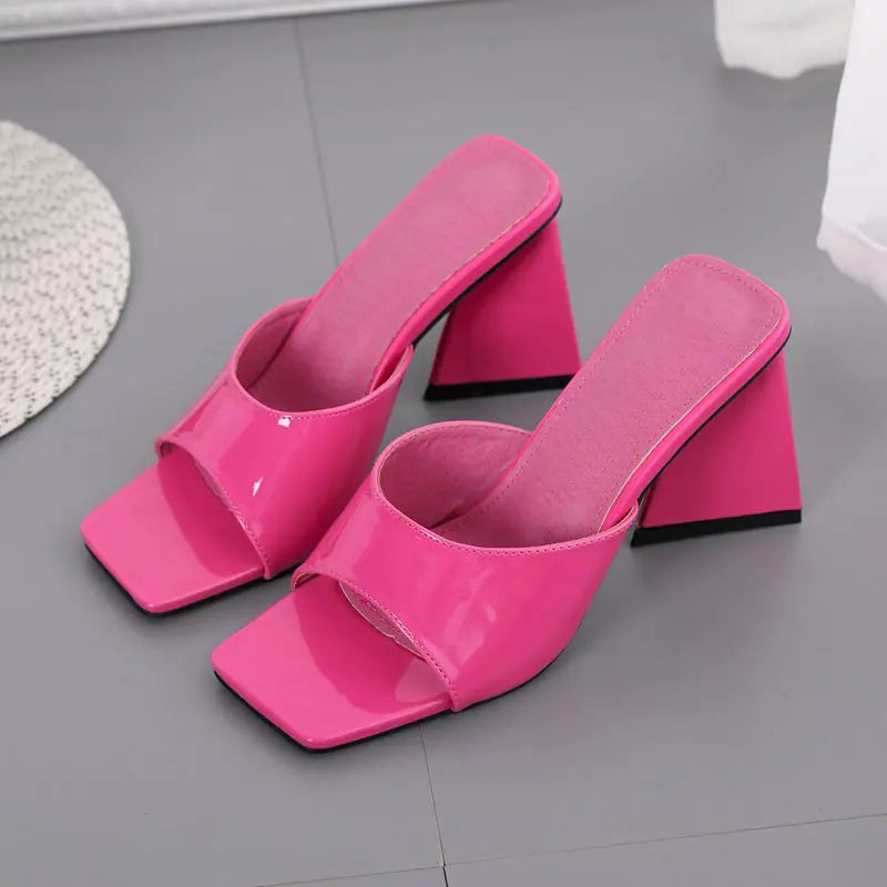 Thick High Heel Ladies Sandals with Square Toe