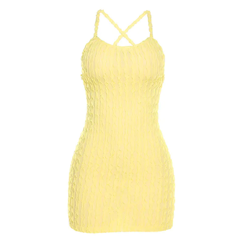 Summer Women's Fashion Solid Color Backless Dress