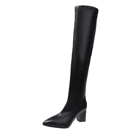 Pointed Toe Over The Knee Women's Leather Boots