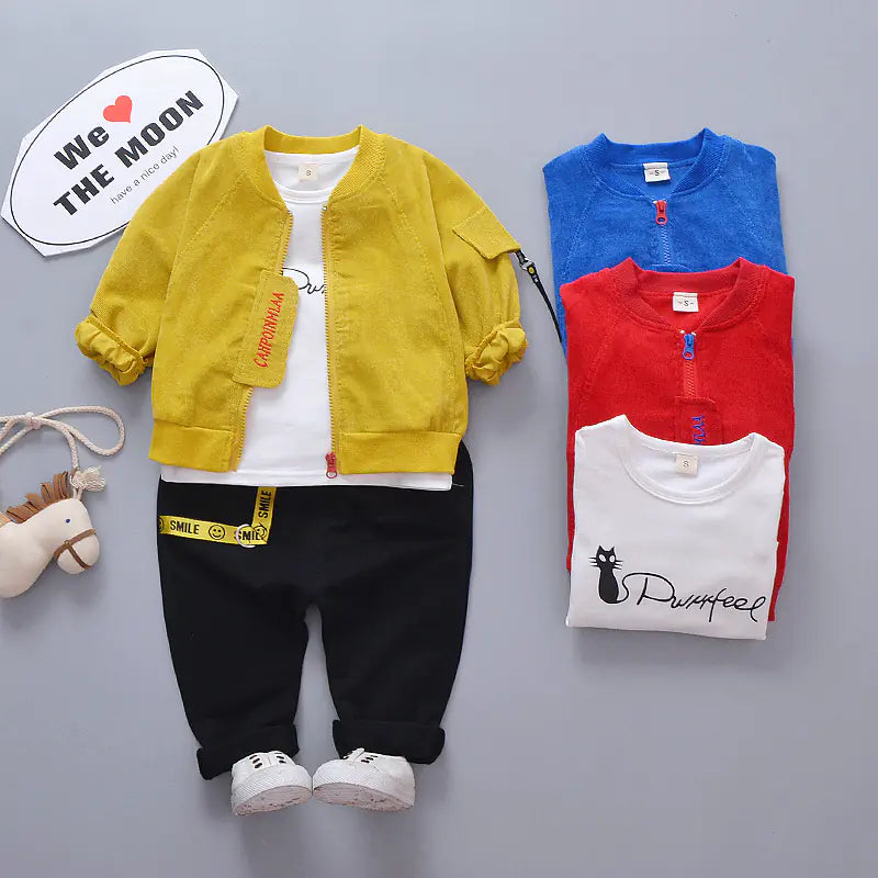 Boys' Stylish 3-Piece Spring/Fall Outfit Set