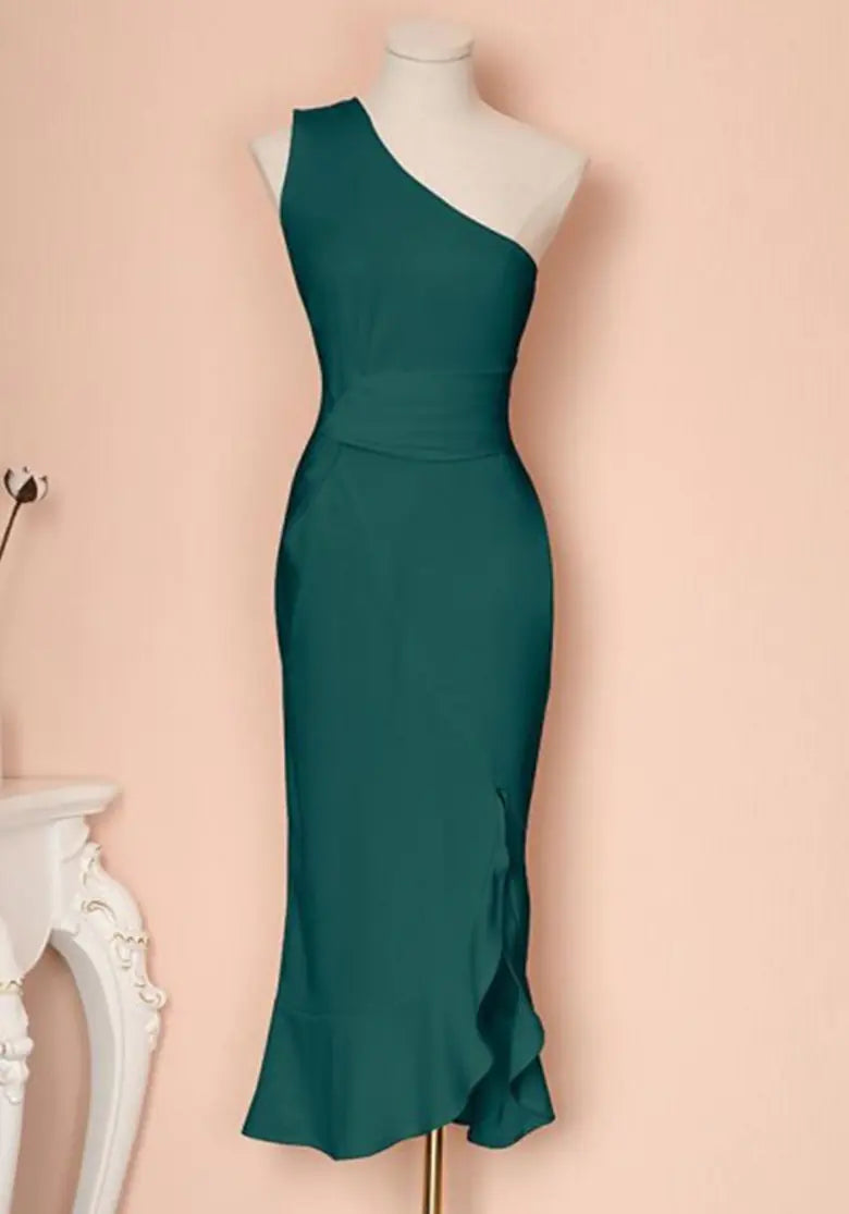 Sleeveless Solid Color Asymmetrical Dress
