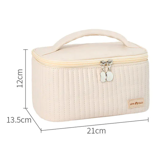 Korean Style Women's Large PU Leather Makeup Bag