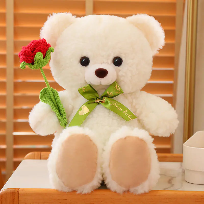 Cute Teddy Bear Plush Toy with Rose - Valentine Gift