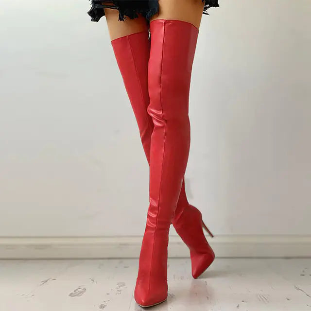 Black Over The Knee High Heel Boots for Women