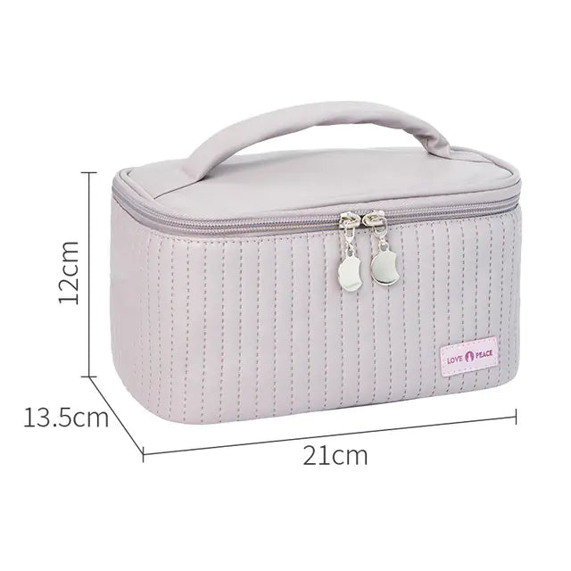 Korean Style Women's Large PU Leather Makeup Bag