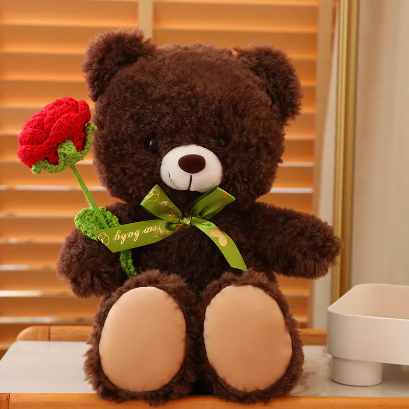 Cute Teddy Bear Plush Toy with Rose - Valentine Gift