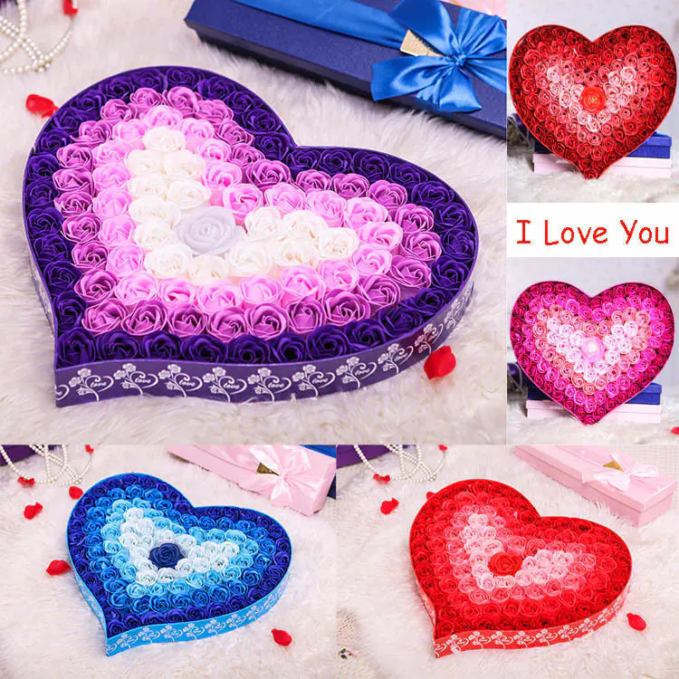 Gradient LED Heart-Shaped Soap Rose Gift Box