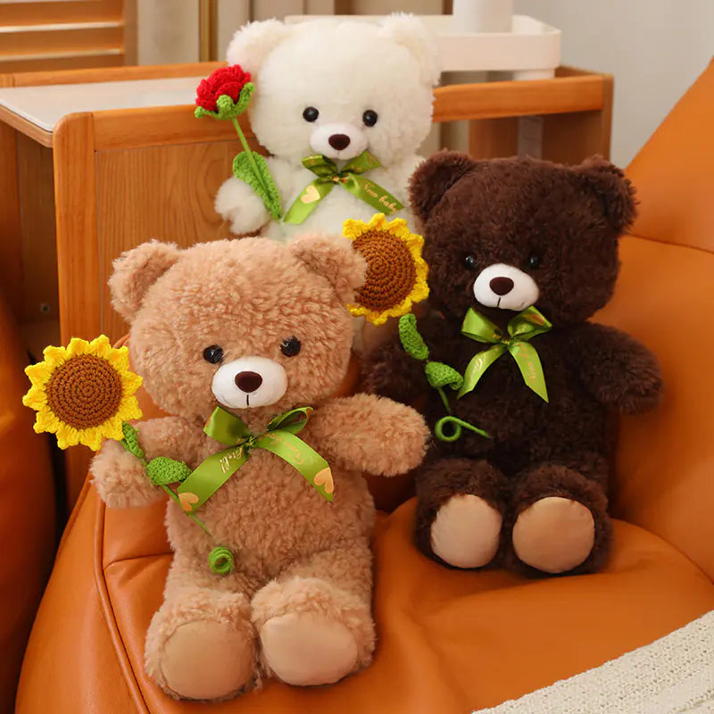 Cute Teddy Bear Plush Toy with Rose - Valentine Gift