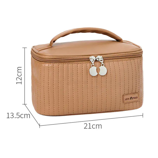 Korean Style Women's Large PU Leather Makeup Bag
