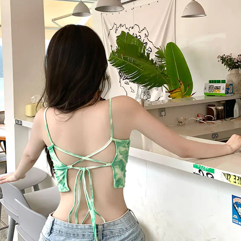 Gothic Sleeveless Y2K Open Back Tank Top for Summer