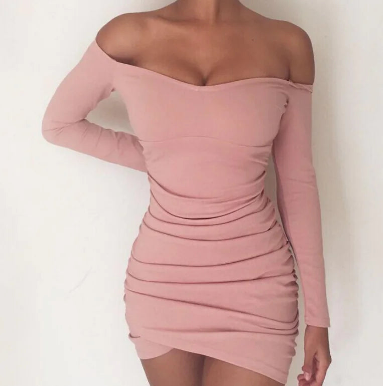 Long Sleeve Off-Shoulder Bodycon Dress