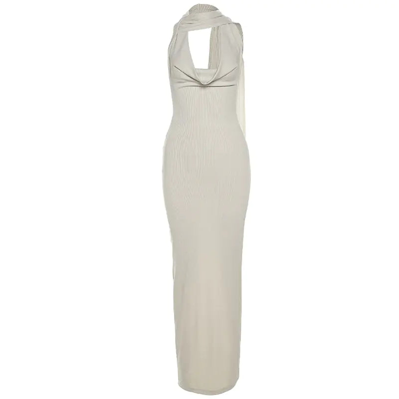 Backless Slim-Fit Sheath Solid Color Dress