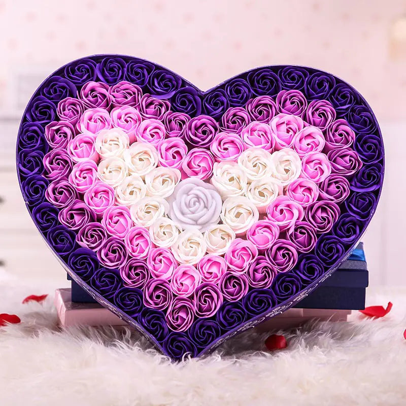 Gradient LED Heart-Shaped Soap Rose Gift Box