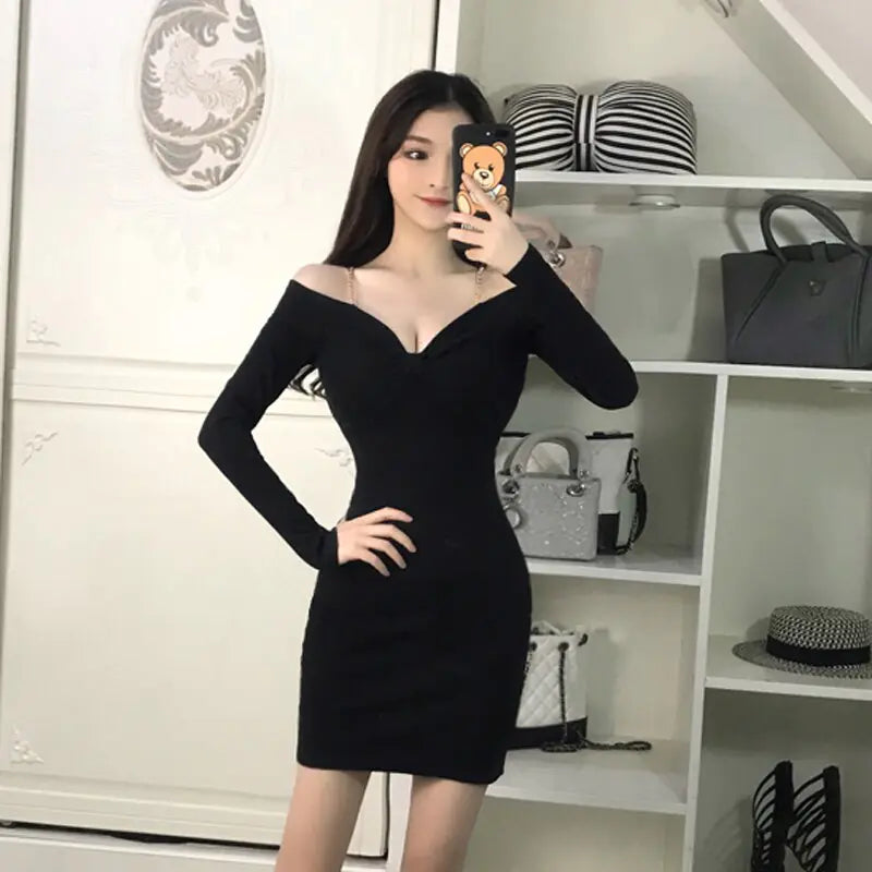 Sexy Off-Shoulder Long Sleeve Bodycon Dress