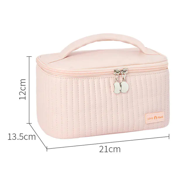 Korean Style Women's Large PU Leather Makeup Bag