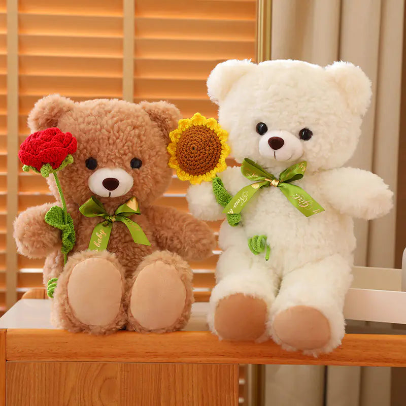 Cute Teddy Bear Plush Toy with Rose - Valentine Gift