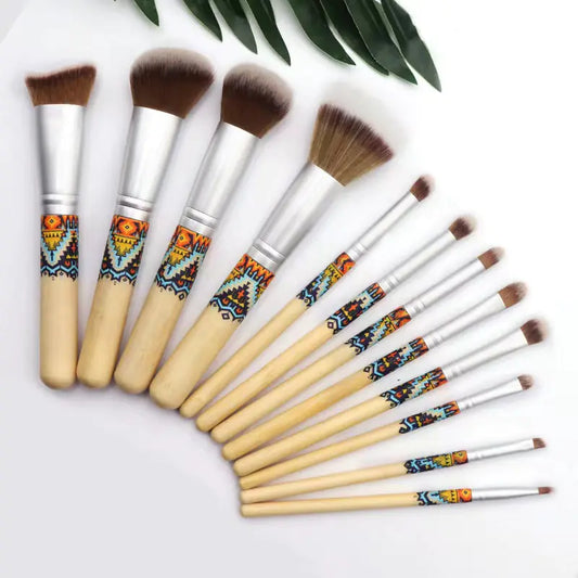 12-Piece Makeup Brush Set with Wooden Handles