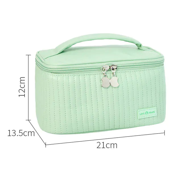 Korean Style Women's Large PU Leather Makeup Bag