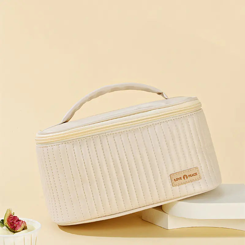 Korean Style Women's Large PU Leather Makeup Bag