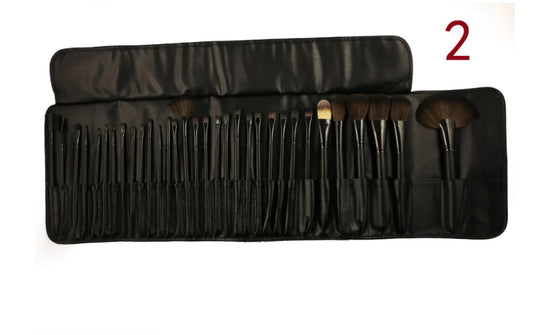 32-Piece Black Synthetic Fiber Makeup Brush Set