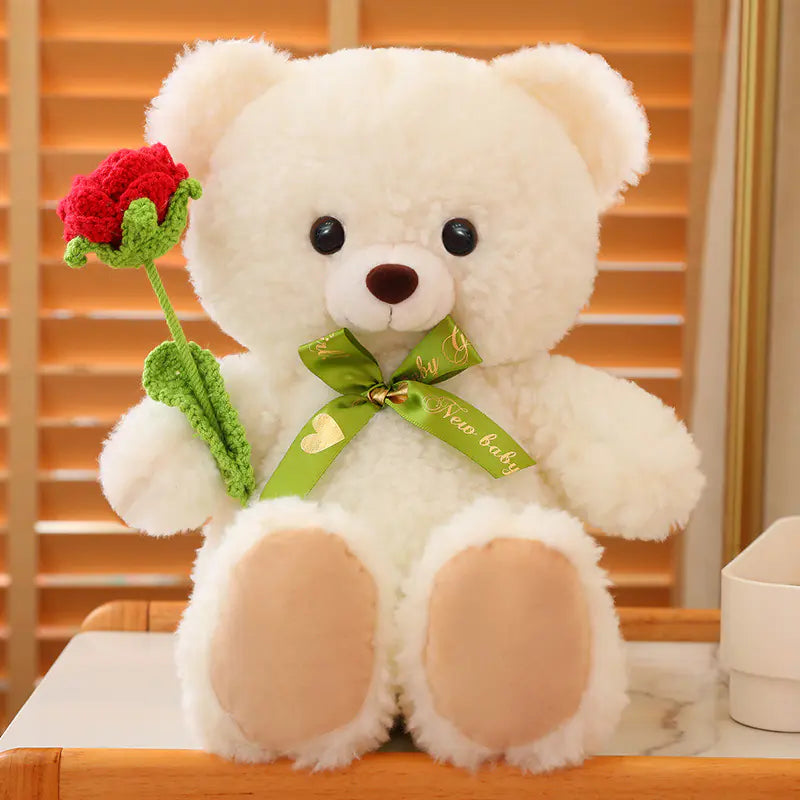 Cute Teddy Bear Plush Toy with Rose - Valentine Gift