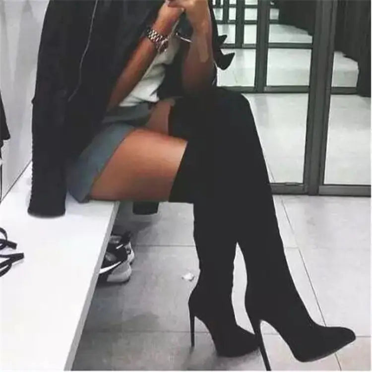 Pointed High Heel Over-the-Knee Boots for Women